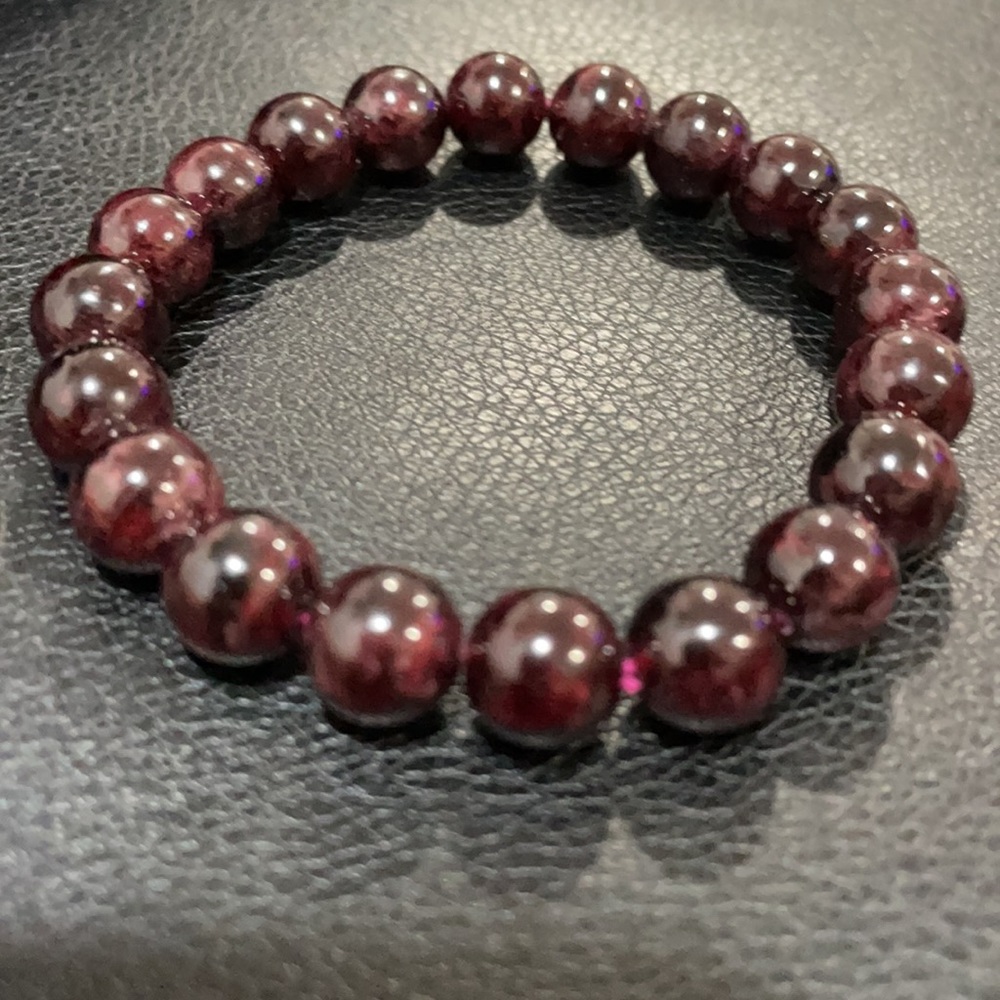 Real GARNET Bead Bracelet (stretch/elastic). Red. Fine Jewelry 6”-7” inch TESTED